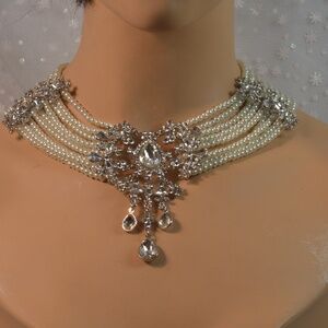 Wedding Necklace Faux Pearls/Diamonds/ Choker Style